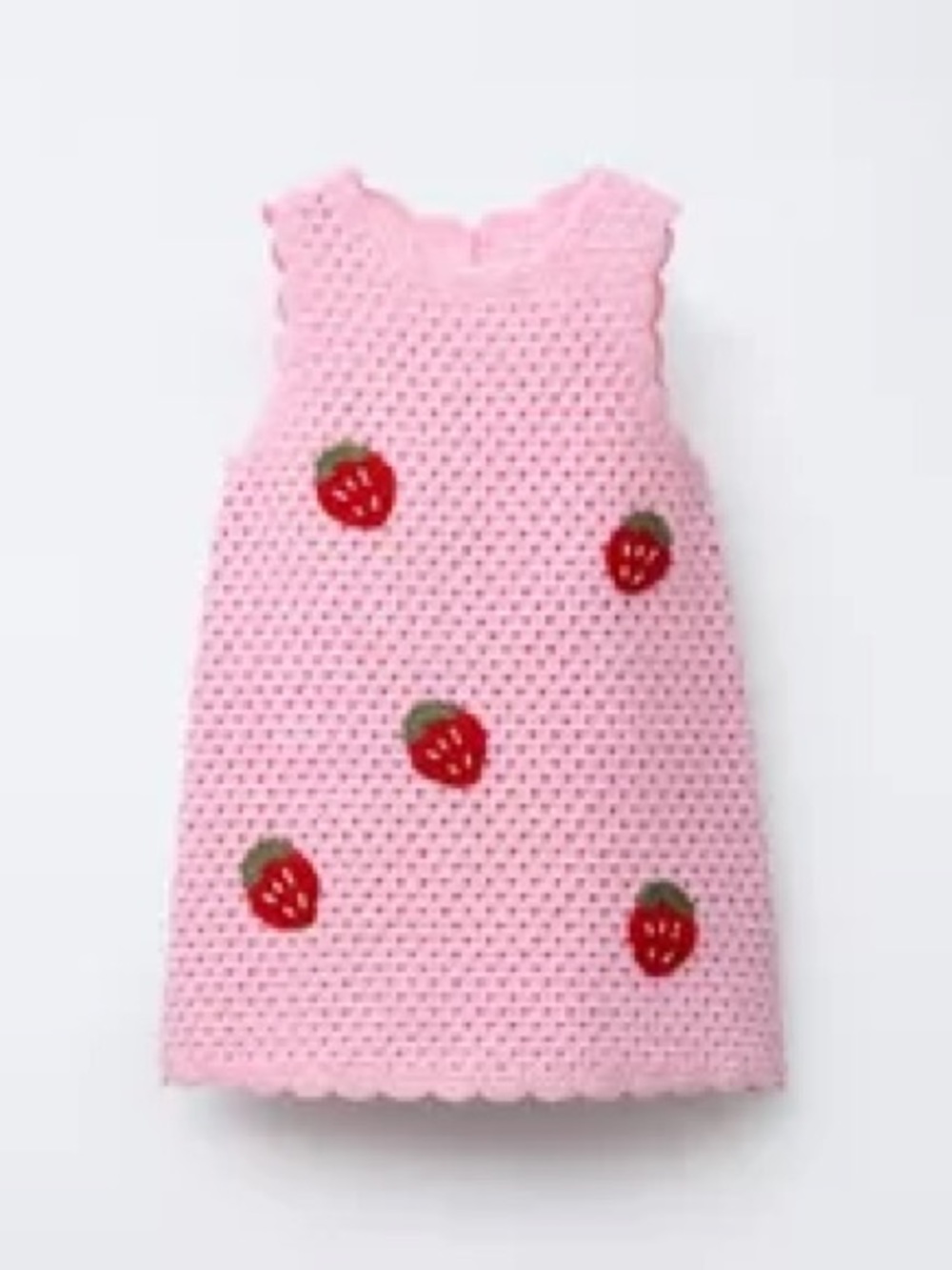 Zara Pink Crochet Sleeveless Dress with Strawberry Detail